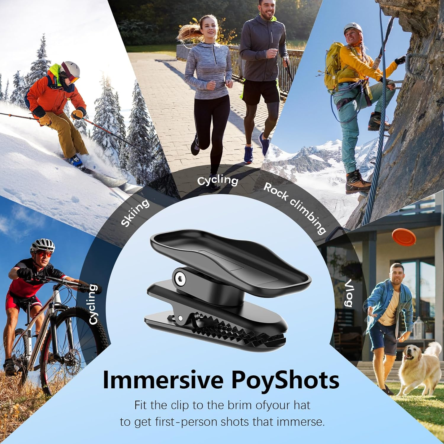 AMAZEAR Backpack Clip Mount for DJI Osmo Nano, 360&deg; Adjustable Hat Clip Holder with Strong Grip, Quick Magnetic Connection, Lightweight Camera Mount for Vlogging, Travel, Outdoor Shooting, Black image number 2