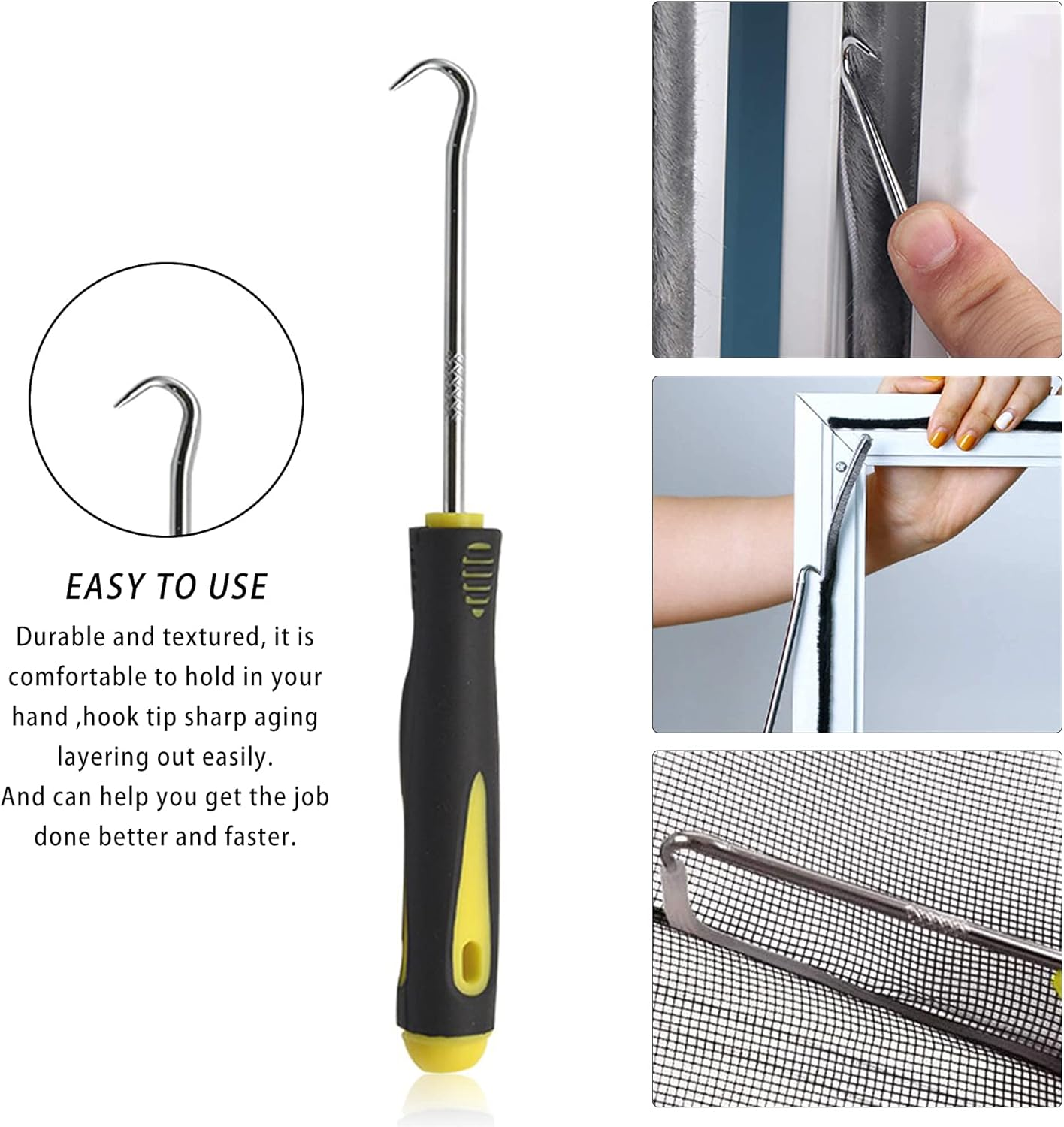 BAYTORY 3Pcs Screen Tool, Window Screen Spline Roller Tool with Wooden Handle and Steel/Nylon Bearing Wheels, Mesh Screen Door Repair Kit Easy to Use image number 5