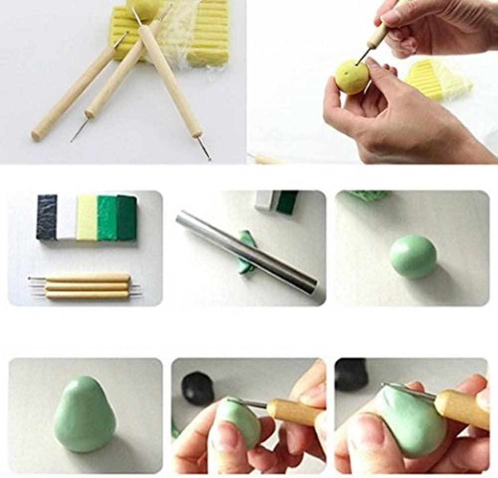 5Pcs Wooden Ball Styluses Tool Set for Embossing Pattern Clay Sculpting, Nail Art image number 4