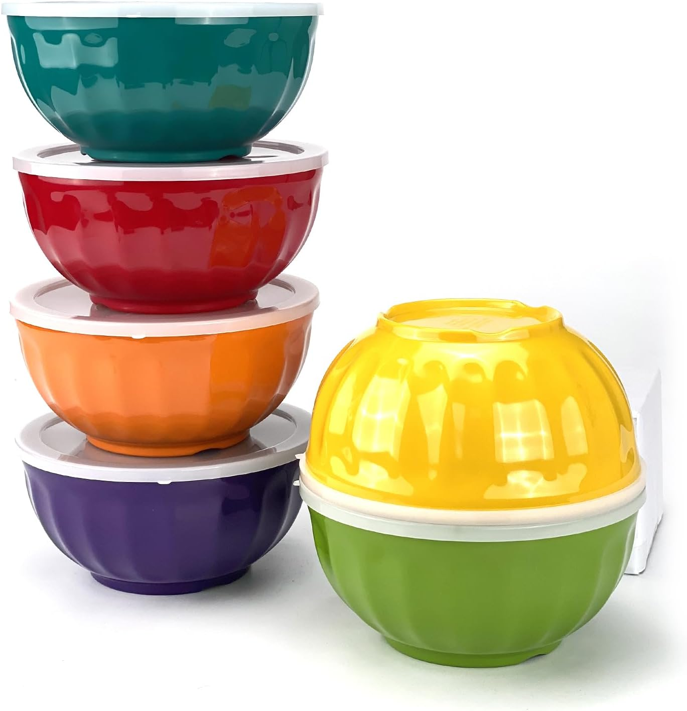 Yalin Melamine Bowls Set, 6 Inch 100% Melamine Cereal/Soup/Salad Bowls, 28Oz, Set of 6 in 6 Assorted Colors, Shatter Proof and Dishwasher Safe, BPA Free (With Lid) image number 4