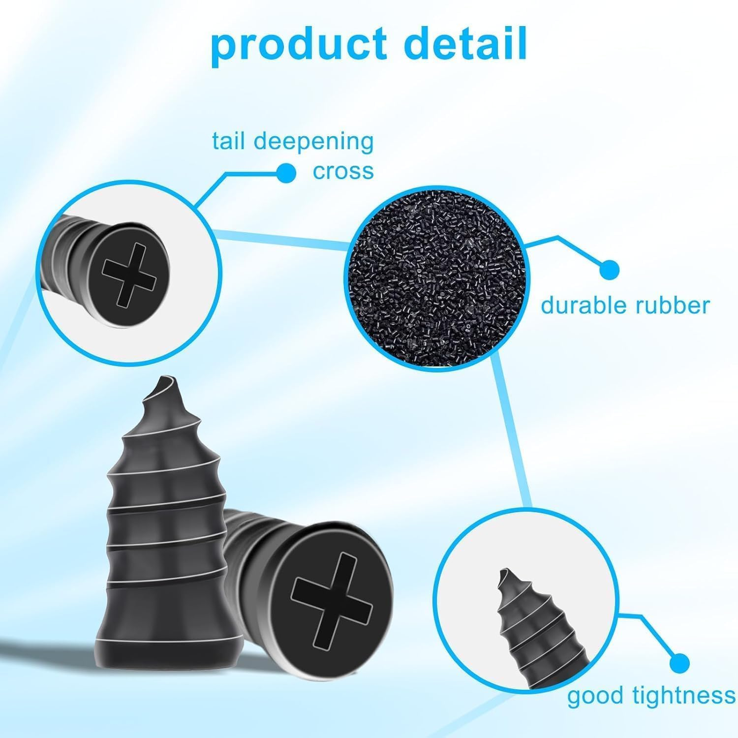 Tyre Repair Kit, 40 Pcs Tire Repair Rubber Nail Studs, Tire Repair Rubber Screws Plugs Fast Tool Self-Service Vacuum Tire Repair Rubber Nail, Suitable for Car Motorcycle Jeep Tire Puncture Repair image number 5