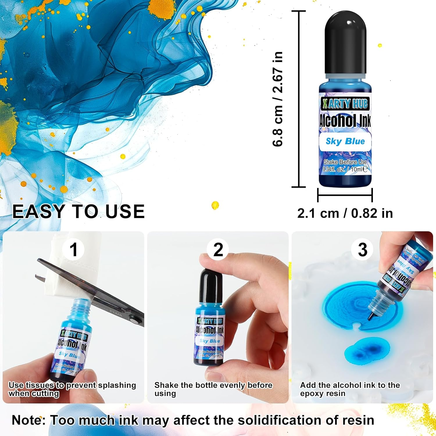 X ARTY HUB Alcohol Ink Set - 60 Bottles Vivid Alcohol-Based Colors, Concentrated Epoxy Resin Paint for Tumbler Creation, Resin Art Dye and Acrylic Painting, 0.34 Fl Oz Each image number 2