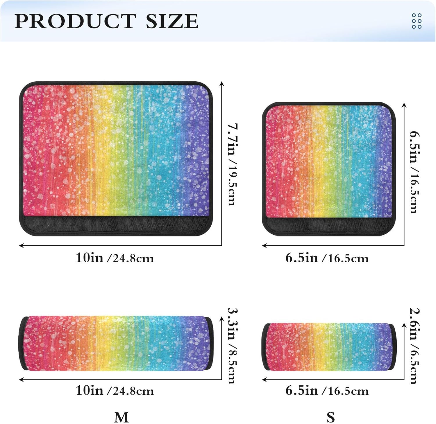 Glitter Rainbow Soft Seatbelt Cover, Padded with Cotton, Shoulder Strap Pads for Bags, Car Seat Strap Covers for Infant Car Seat image number 4