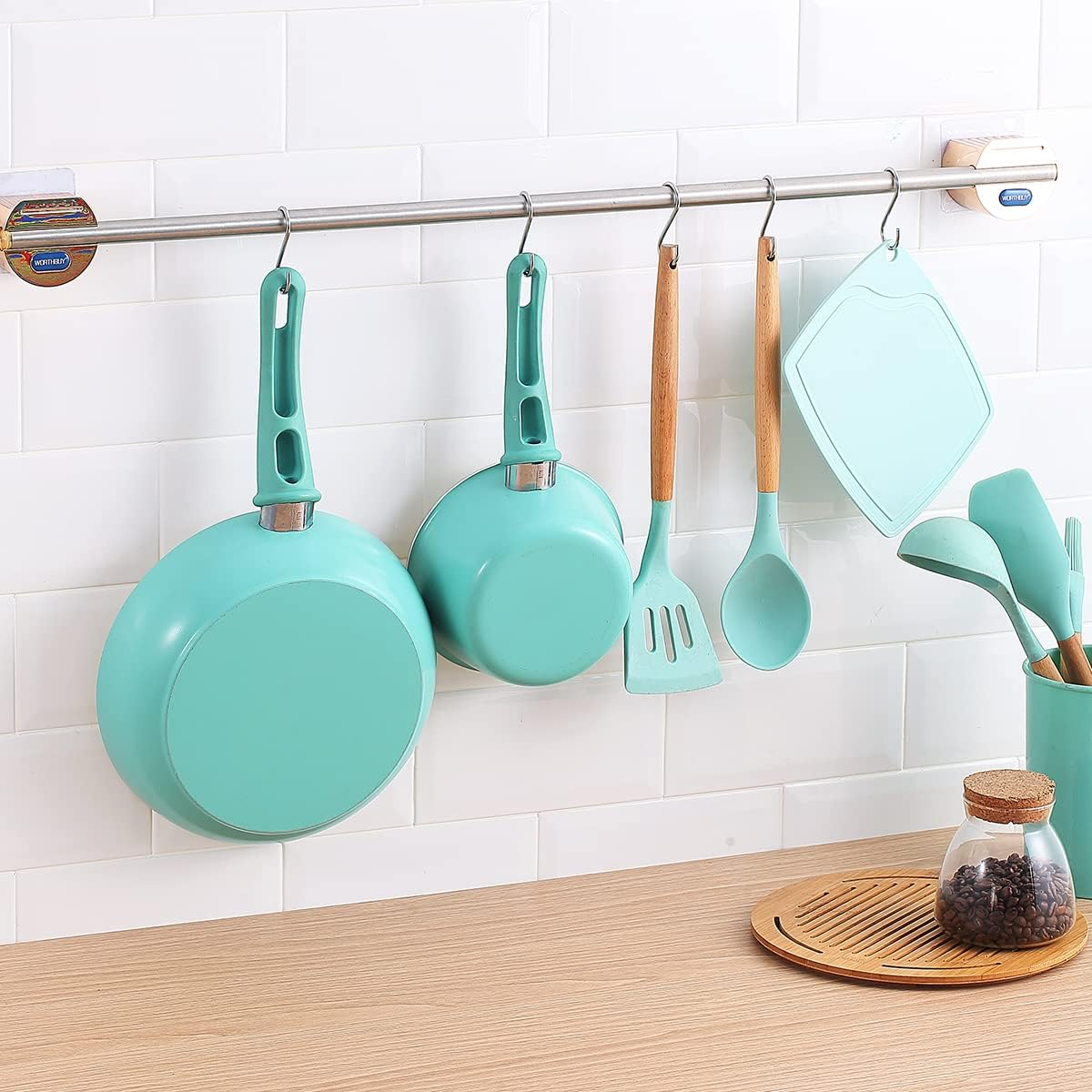 Evanda S Hooks for Hanging Pack of 30, Heavy Duty Stainless Steel Metal Mutil Purpose Hanger for Kitchen Pans, Pots, Utensils Tooks, Cups, Mugs, Clothes, Bags, Towels, Plants - 3Rd Rainbow image number 5