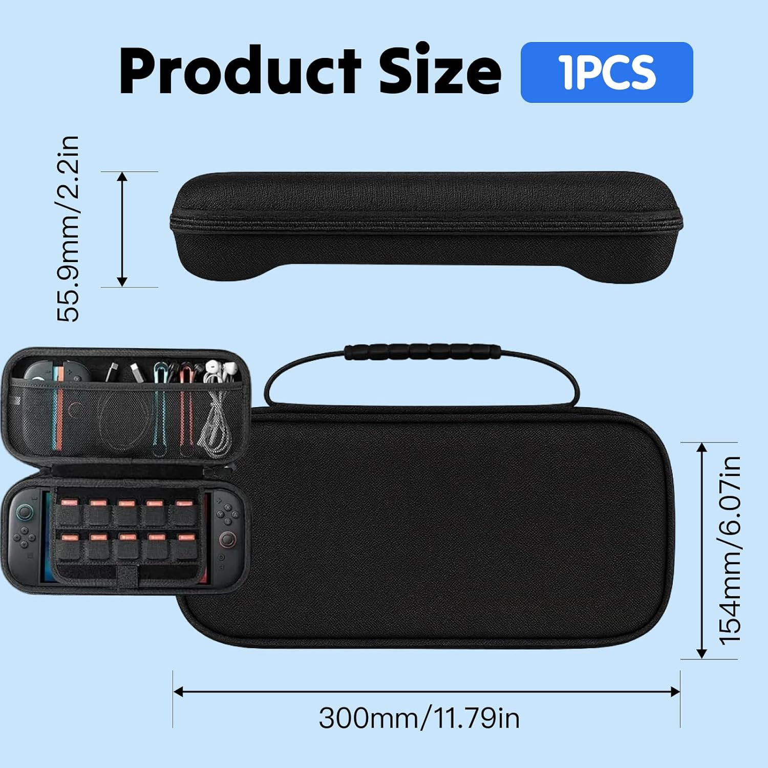 Premium Carrying Case for Nintendo Switch 2 (2025), Hard Shell Travel Case with 10 Game Card Slots and Accessories Pouch, Lightweight Anti-Scratch Protection for Switch 2 and OLED Models image number 3