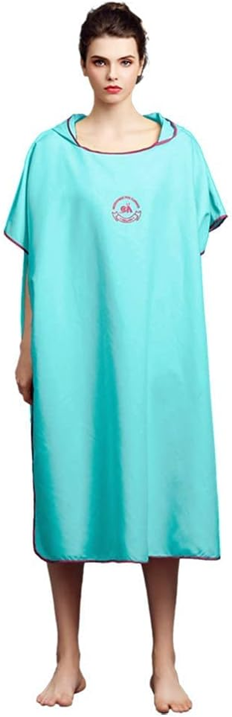Hiturbo Microfiber Surf Poncho, Wetsuit Changing Bath Robe, Quick Dry Pool Swim Beach Towel with Hood (Sky Blue) image number 3
