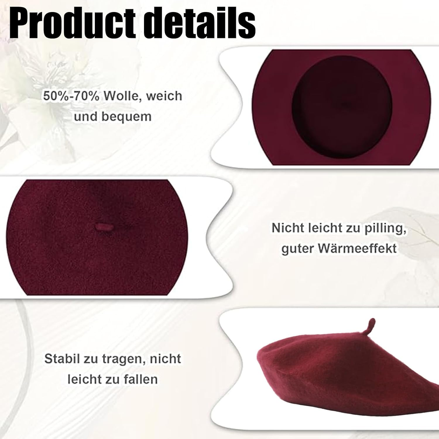 2PCS Beret, Classic French Style Beret Hats for Women and Men, Faux Wool Berets, Winter Warm Fashion Accessory, Costume Party Hat, Women'S Accessories image number 1