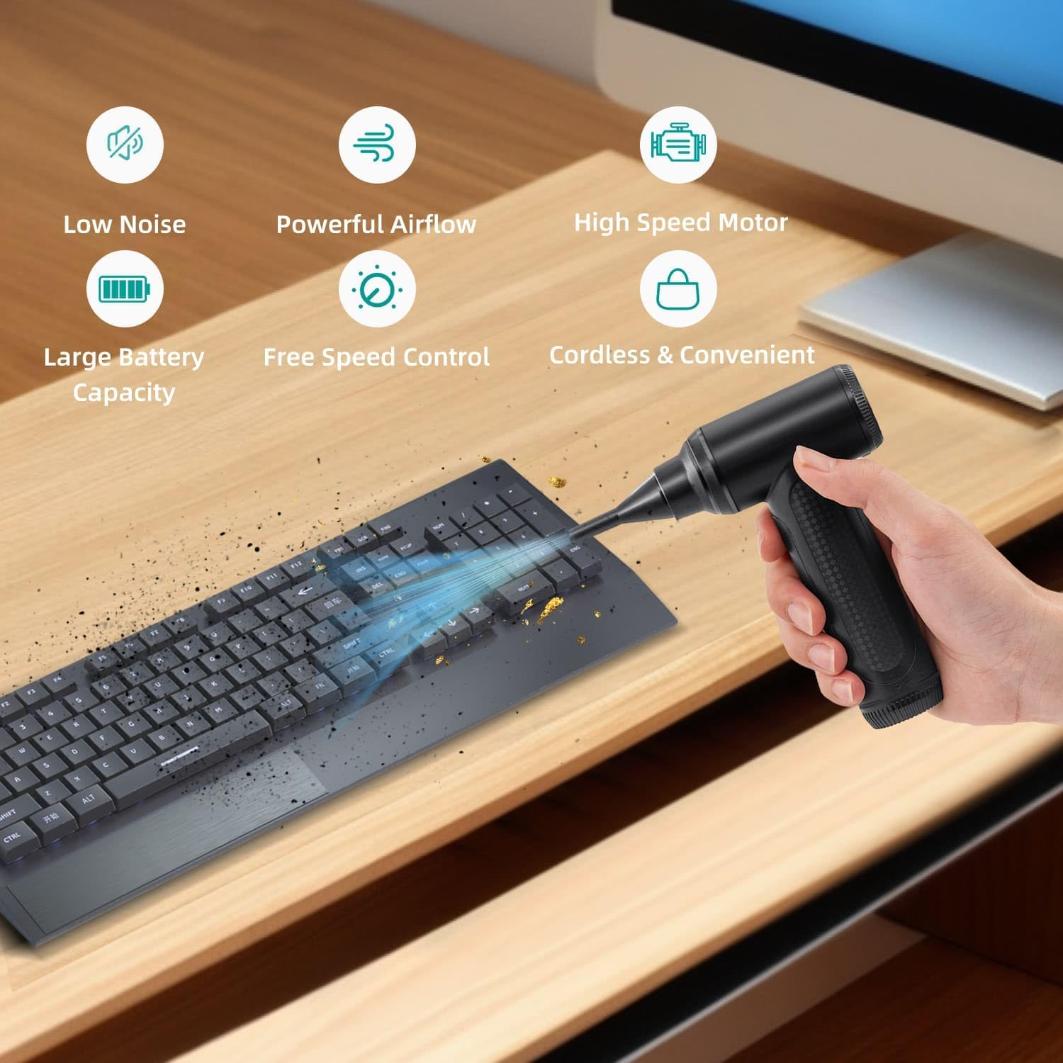 Mcbazel Portable Compressed Air Duster Blower,Mini Electric 100000 RPM Air Duster Blower,With IP65 Water-Proof Construction Ldeal for Tech Cleaning, Computer Keyboard, Inflation & More