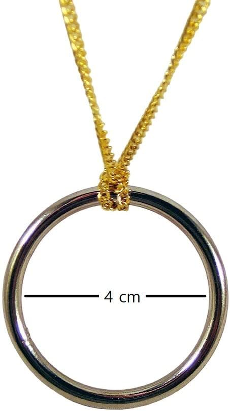 Milesmagic Magician'S Ring on Chain Gimmick Impromptu Street Effects Tie Untie Necklace Knots Stage Mentalism Real Close up Illusion for Easy and Professional Routine Magic Tricks