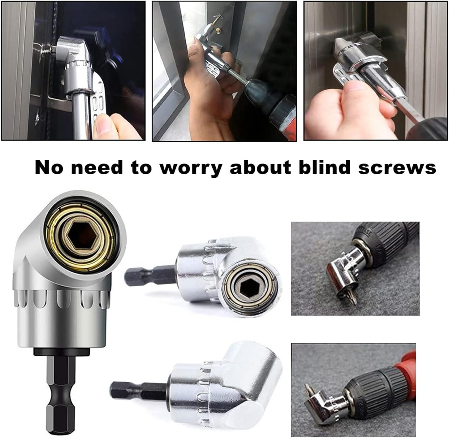 Pacify Flexible Drill Bit Extension Set, Bendable Drill Bit Extension, 105&deg; Right Angle Drill Attachment, Hex Shank Drill Bit Holder, 1/4" 3/8" 1/2" Hex Socket Adapter Set image number 6