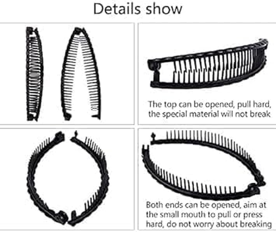 2 Pcs Large Banana Clips Fish Clips Long Hair Clips Banana Fish Clip Comb Grip Hair Accessories (One Black and One Brown) image number 2