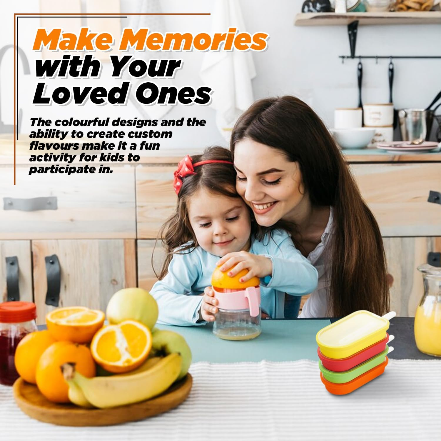 Stackable 4-Piece Multicolour Popsicle Moulds with Lids &ndash; 4 Cavities Silicone Ice Pop Moulds for Cakesicles, Cake Pops, Ice Cream &ndash; Bpa-Free, Easy Release, Bonus Extra Cover & Handle Included image number 2