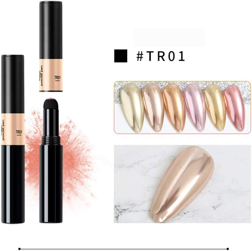 Warm Girl Chrome Air Cushion Nail Glitter Magic Powder Pen Holographic Nails Powder Mirror Effect and Long Lasting DIY Nail Art Decoration image number 4