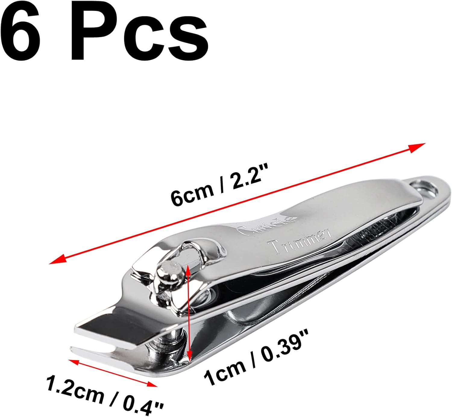 Uxcell 6 PCS Sharp Nail Clippers Set, Metal Slanted Edge Toenail Clippers, Silver Tone Fingernail Clipper, Manicure Tool Pedicure Nail Clipper Cutter for Men Women Nail Cleaner