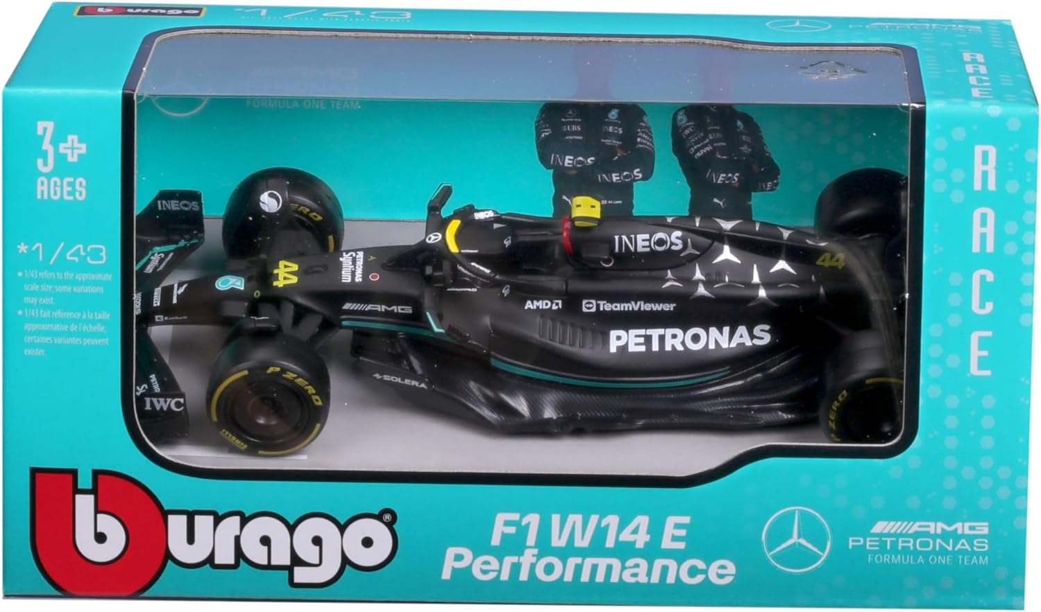 Bburago B18-38180H 1/43 Racing-2023 Mercedes-Amg F1 W14 E-Performance #Hamilton-New 2024, Multicoloured image number 4