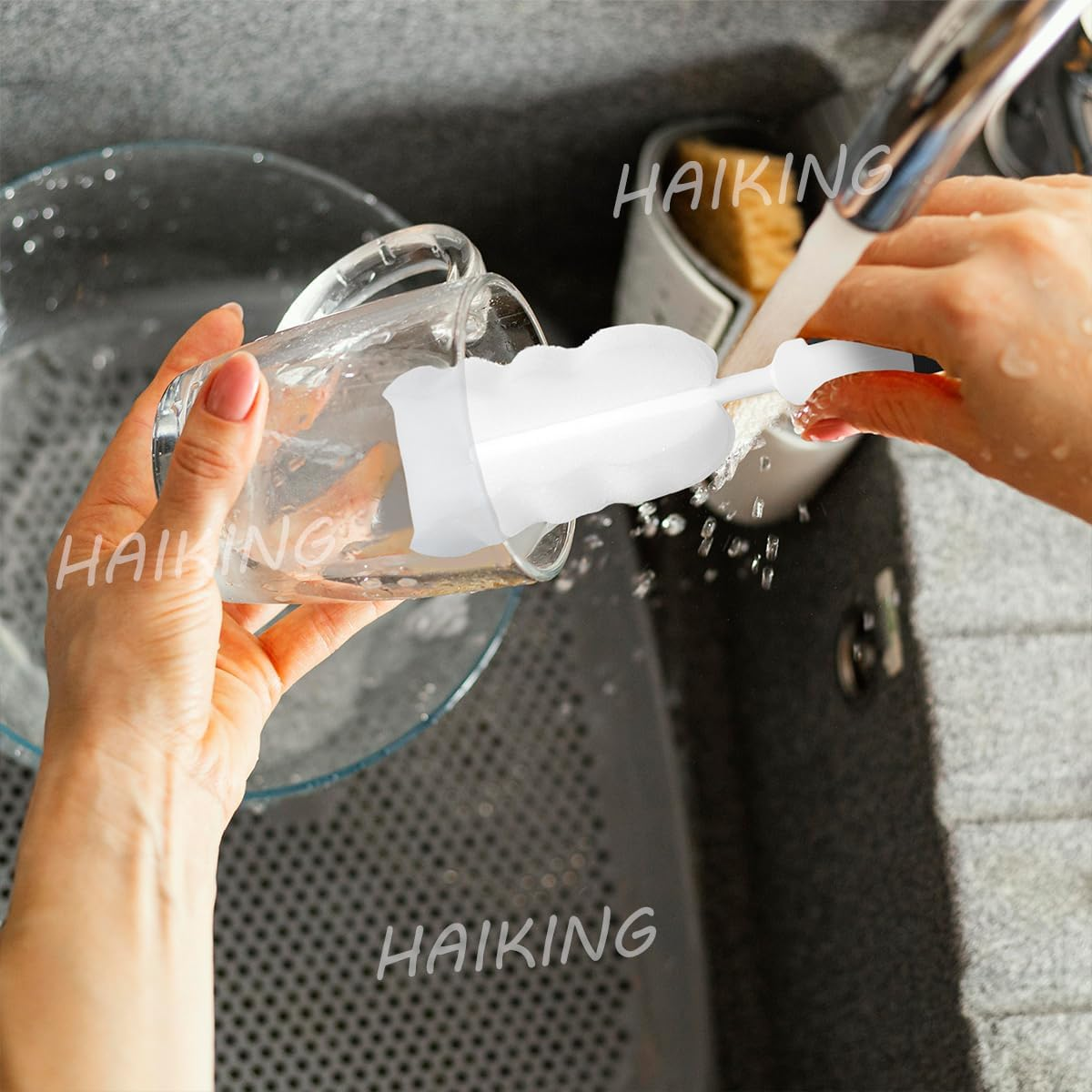HAIKING Cup Cleaning Sponges, 5 PCS Long Handle Water Bottle Cleaners for Kettle, Tumbler, Sports Bottles (Removable) image number 2