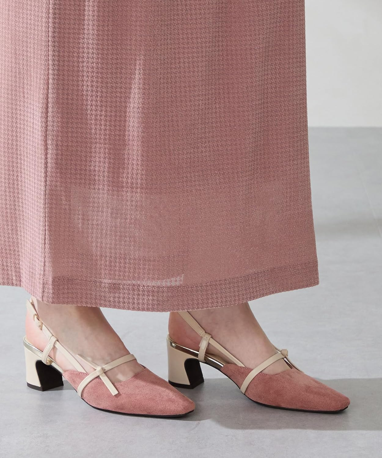 Oriental Traffic 51314 Women'S Pumps, Office Casual, Commuting, Square Toe, Heel Strap, Side Ribbon