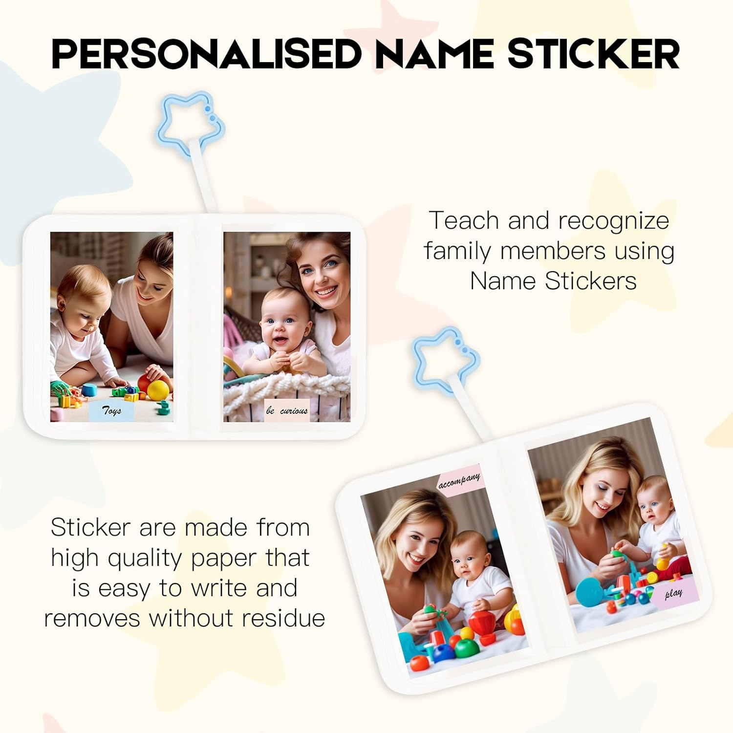 Baby'S My First Photo Album for Baby Holds 21 4X6 Photos, Baby Photo Album Soft Cloth Family Book, My First Family Album for 4X6 Baby Shower Kids Toddlers Family Pictures, Toddler Photo Album (White) - Black image number 3