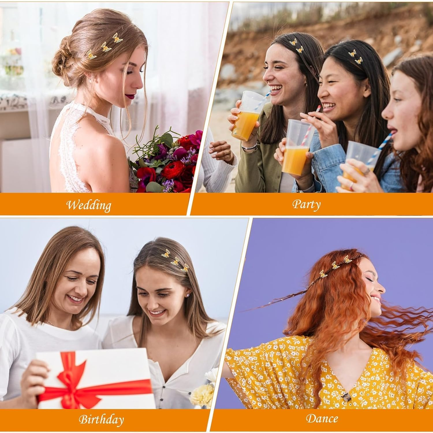 30 Pcs Gold Butterfly Hair Clips for Women,Hair Rings for Braids Accessories,Hollow Butterfly Metal Claw Clips Strong Hold,3D Gold Jewelry for Women Fashion Styling image number 4