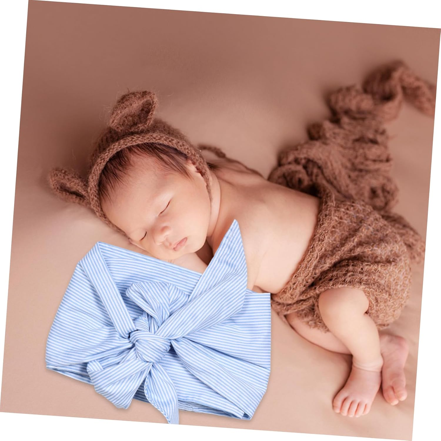 Beaupretty Cute Swaddle Decorative Ribbon Hooded Towels for Nursery Newborn Bowknot Wrap image number 1
