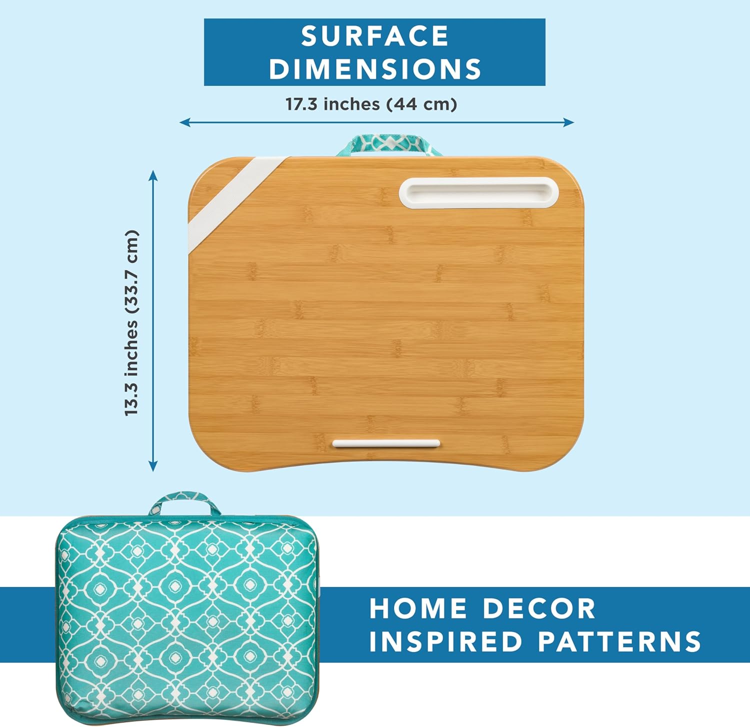 LAPGEAR Designer Lap Desk with Phone Holder and Device Ledge - Aqua Trellis - Fits up to 15.6 Inch Laptops - Style No. 45422 image number 1