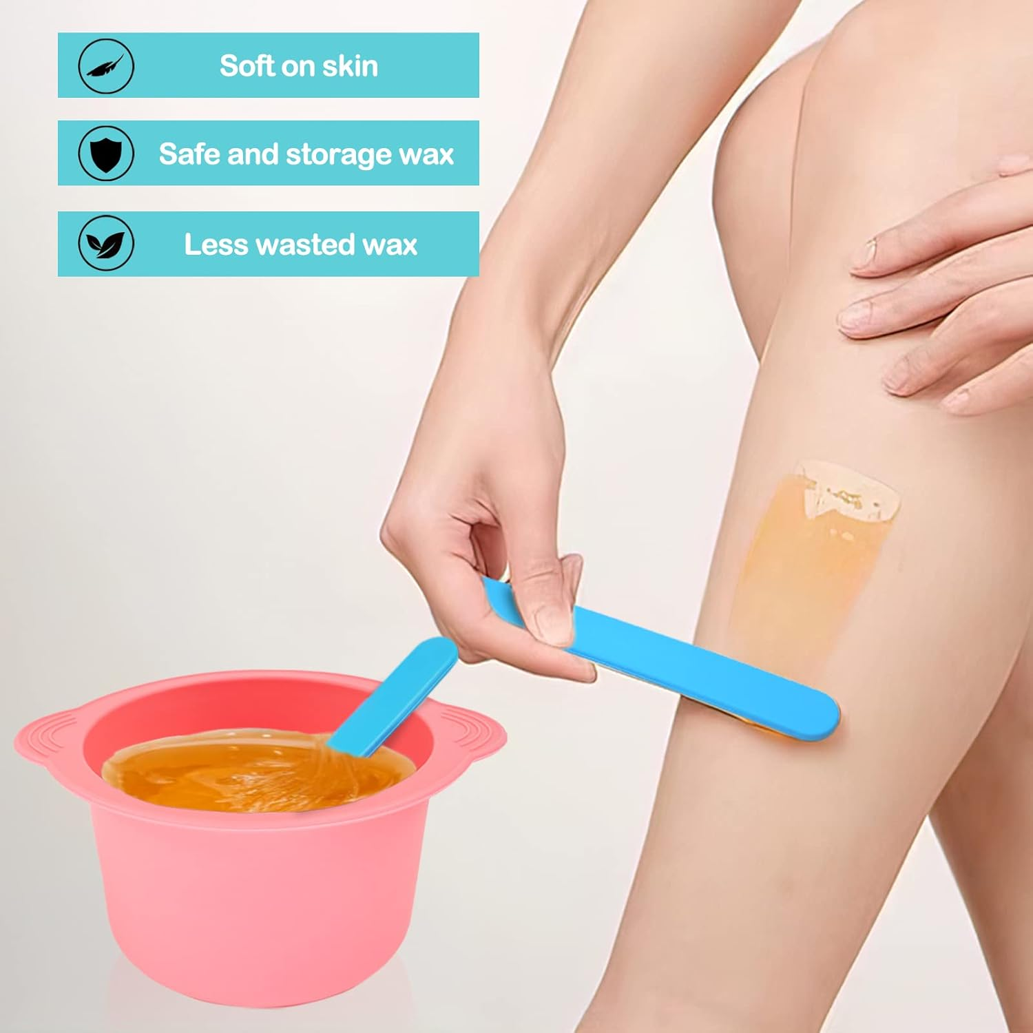 4 Pcs Silicone Wax Warmer Liner, Non-Stick Wax Melt Liner，Easy to Clean Wax Warmer for Hair Removal, Wax Pot for Hair Removal with 4 Pcs Silicone Stirring Bar (Red, Pink, Blue, Yellow) image number 3