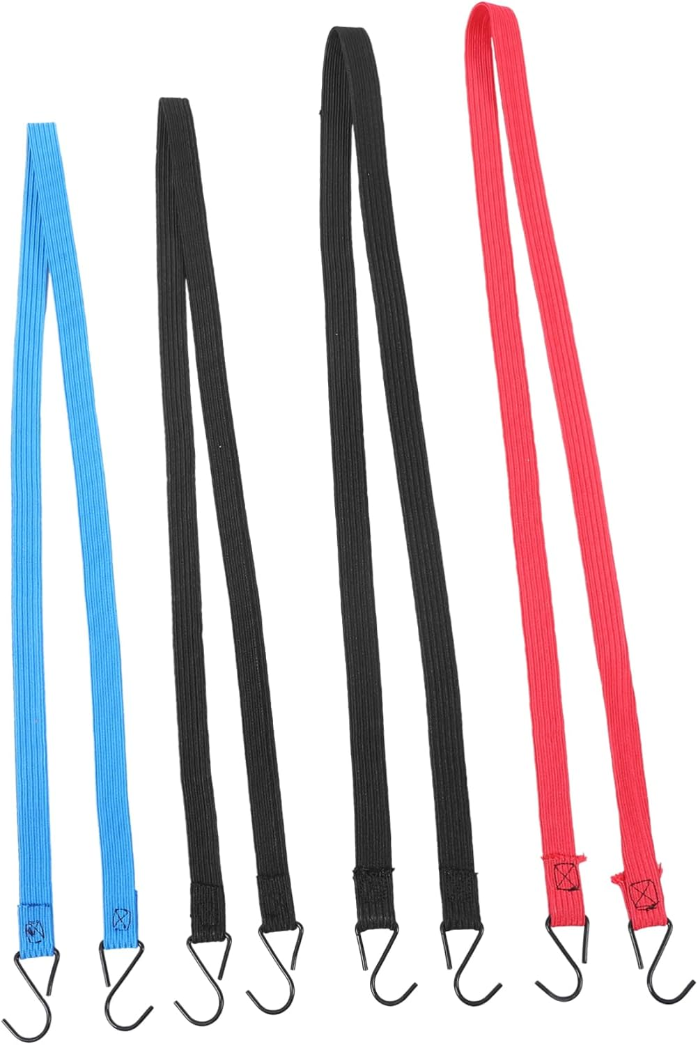 COOLHIYA 4Pcs Flat Adjustable Bungee Cords with Hooks Elastic Cargo Straps Luggage Fixing Belts for Motorcycles Bikes Kayaks Secure Fastening Material Random Color image number 3