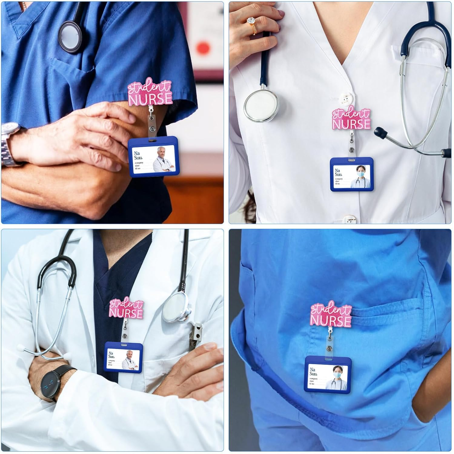 2Pcs Retractable Nurse Badge Holders Student Nurse Badge Reel Accessories for Healthcare Professionals Easy to Attach and Match image number 1