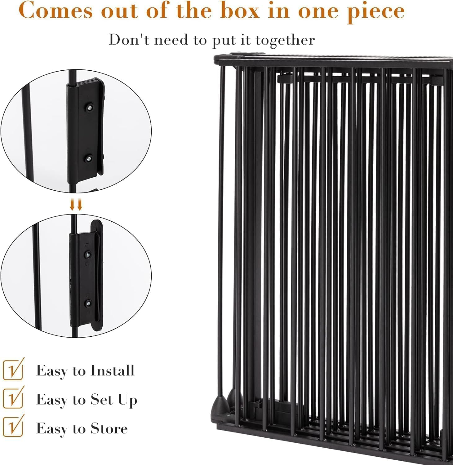 122"(310Cm) - Extra Wide Baby Gate Playpen for Toddlers and Pets Configurable Safety Fence with Walk-Through Door Adjustable for Large Openings Baby Gate Wide Fireplace Baby Proofing, 5 Panels,Black image number 1