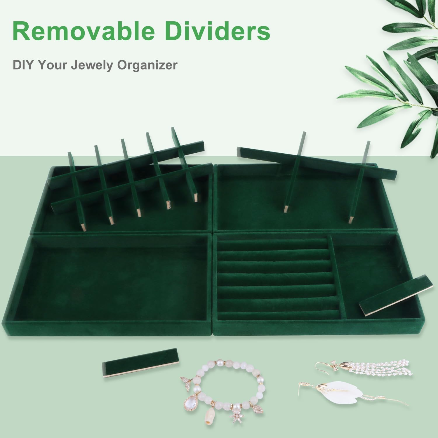 LWAIX Jewellery Organiser Drawers for Jewellery Storage System - 4 Pieces (Green) - Red image number 4