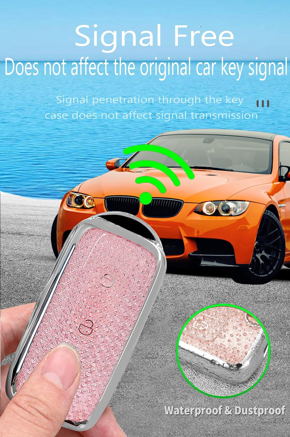 Ontto 3 Buttons TPU Car Key Fob Cover Fit for Geely Galaxy EX5 E5 Cityray L6 L7 EMI NO.1 Proton E.Mas 7 5 E8 Starry 8 Key Case Holder Keychain Shell Keyring Shining Decoration Accessories Pink 1 - No.2-Pink image number 7