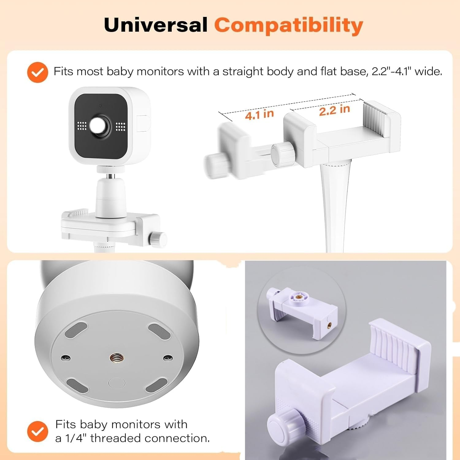 Uoffis Baby Monitor Mount, Camera Shelf, Flexible Camera Holder, Universal Compatible Size, Adjustable Crib & Furniture Attachment for Baby Monitors(Black) image number 5