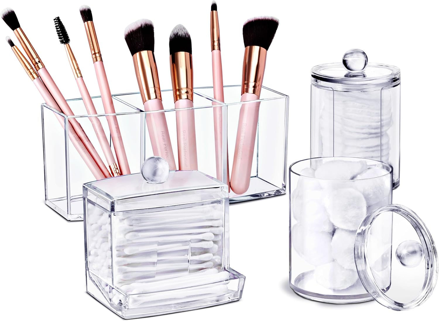 Sorbus Acrylic Clear Makeup Organizer - Big & Spacious Cosmetic Display Case - Stylish Designed Jewelry & Make up Organizers and Storage for Vanity, Bathroom (3 Large, 4 Small Drawers) [Diamond]