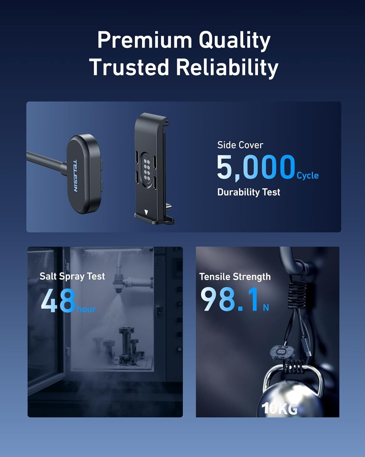 TELESIN Magnetic Charging Side Cover Battery Door and Power Cable Kit for Gopro Hero 13 Hero 12 Hero 11 Hero 10 Hero 9 Contacto Water Snow Resistant Replacement Charging Mount for Go Pro Accessories image number 4