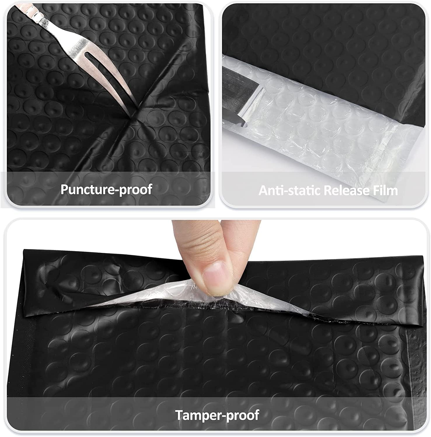 DERAYEE Pack of 30 Black Bubble Envelopes 18 X 23 Cm Self-Adhesive Padded Envelopes for Shipping Goods image number 2