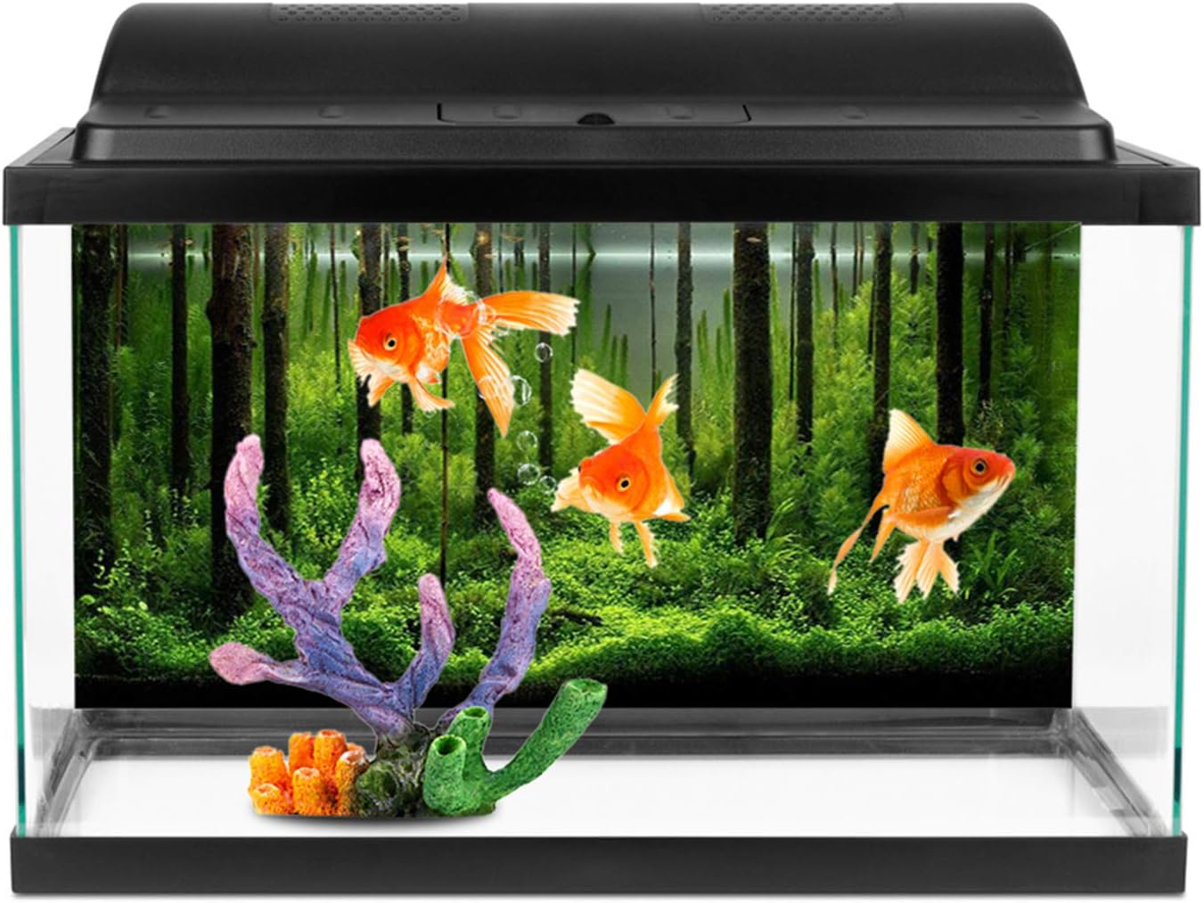 Aquarium Background Poster, Decoration Paper Backdrop Fish Tank Background Underwater Forest Landscape for Removal and Replacement(61 * 41Cm, Black)