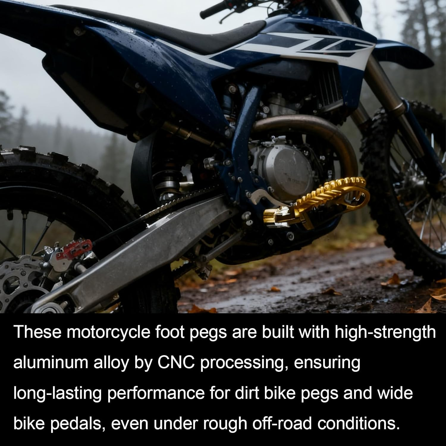 2Pcs for Harley-Davidson 883 Dyna Sportster Fatboy Pedals, Wide 360&deg; Rotating Anti-Slip Pedals, High-Performance Bike Pegs Parts, Off-Road Modified Bikes, Cnc Aluminum Alloy (Gold) image number 4