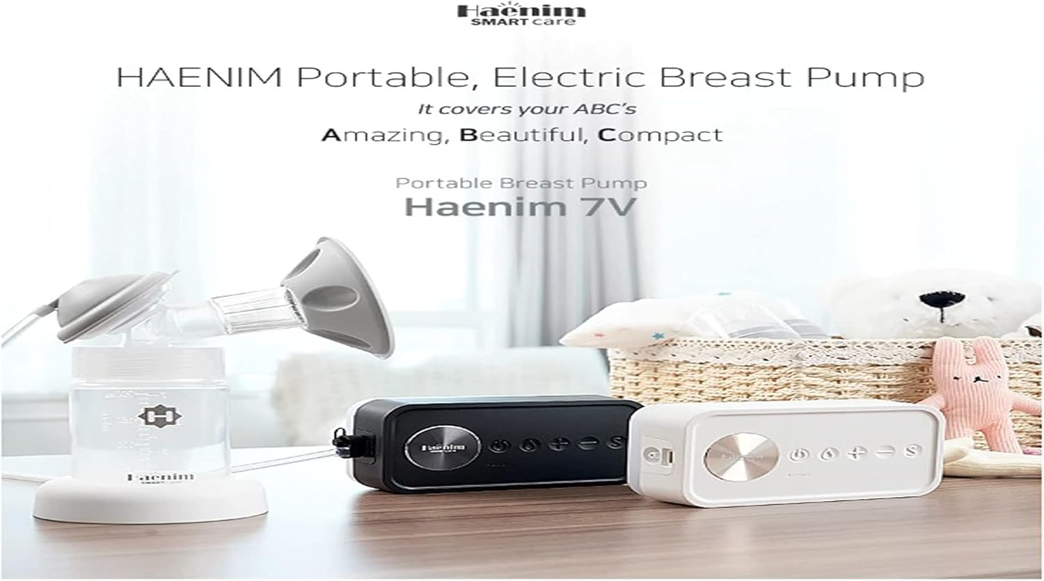 Haenim 7V Portable Breast Pump, White/Gold image number 5