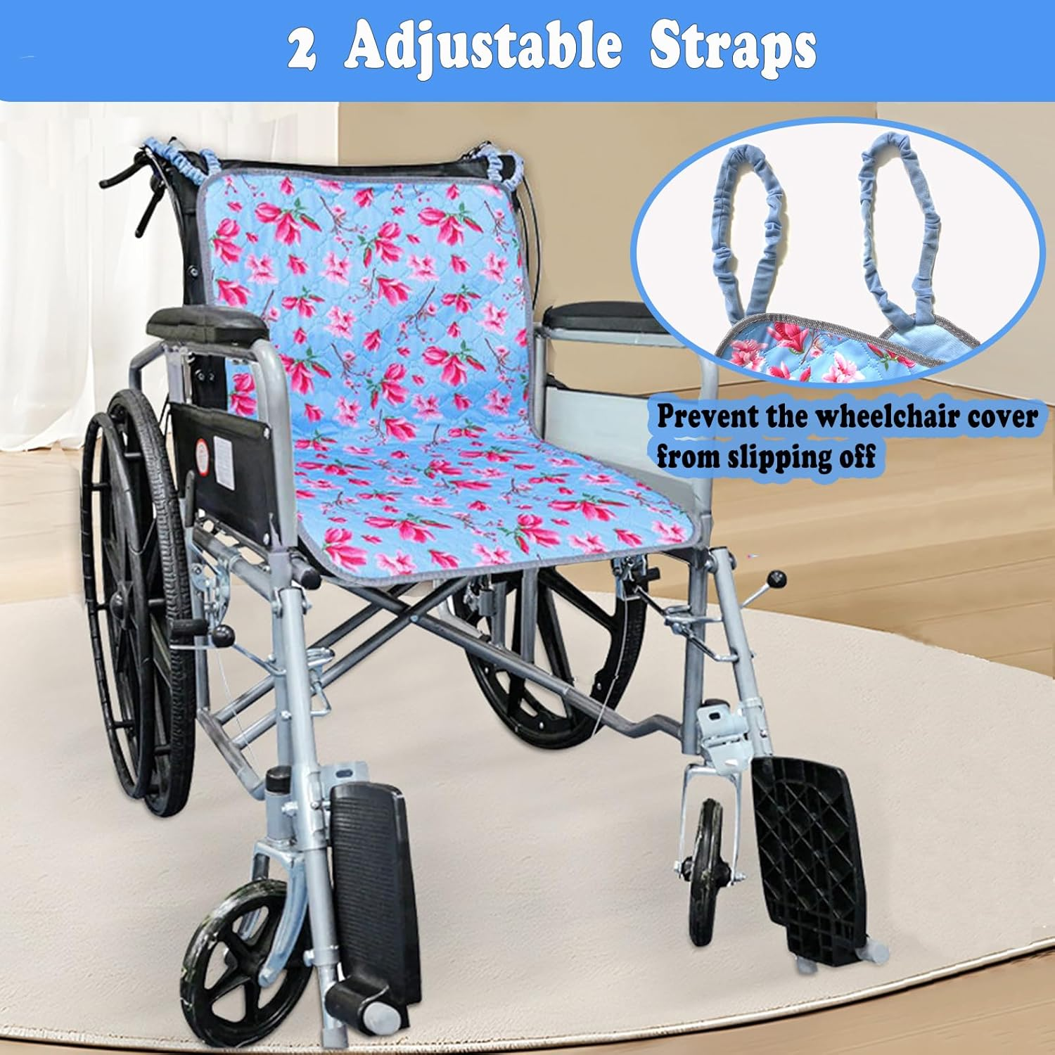 Waterproof Chair Pads for Incontinence, Reusable Washable Wheelchair Pads for Seat with Handles, Highly Absorbent Wheelchair Cover for Adults and Elderly Pink 35.4" X 19.68" image number 4
