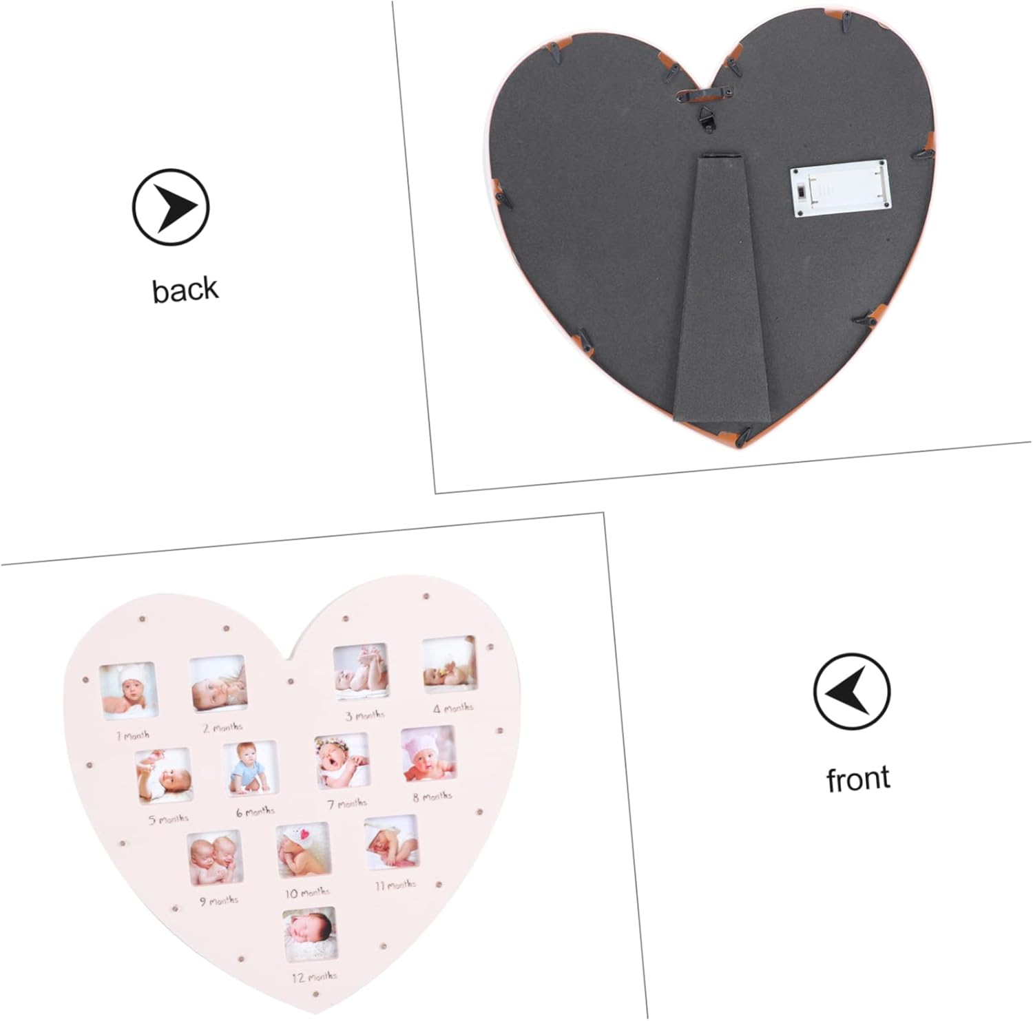 Growth Record Photo Frame Heart Shape Light Year Picture Frame for Month Milestone Desktop Ornament image number 4