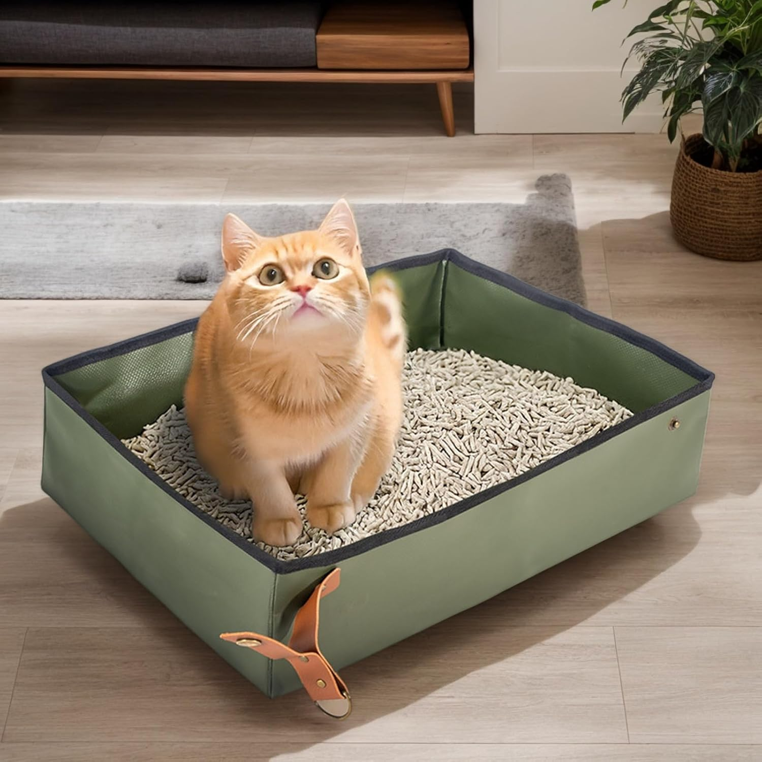 Foldable Cat Litter | Waterproof Cat Litter | Portable Toilet Space Saving Transport for Pets Home Apartment Travel Car Airplane Camping image number 2