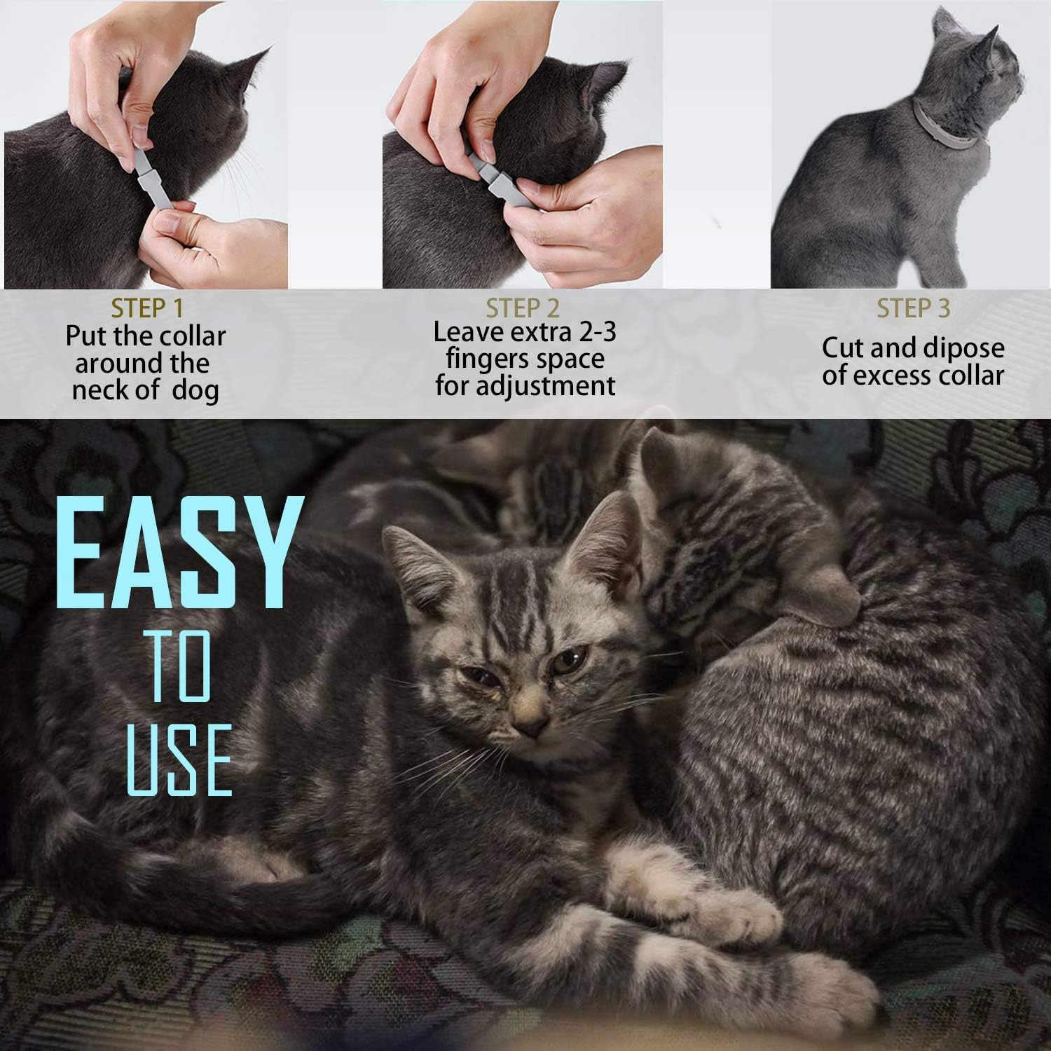 Flea and Tick Collar for Cat, Repels Fleas & Ticks, Natural Essential Oils, Allergy Prevention, 8 Months Protection, Adjustable & Waterproof (2 Packs) image number 6