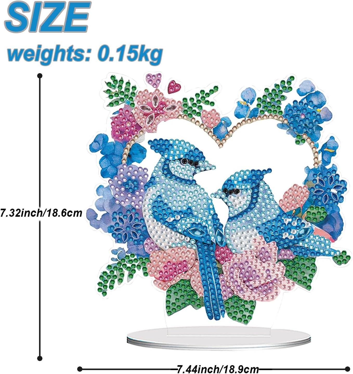 VNRGG Desktop Diamond Art Painting Set Bird, Diamond Art Kits for Adults Adult Diamond Art Set DIY Special Diamond Desktop Placement Decoration Boxed Packag (Blue) - Multicolor image number 2