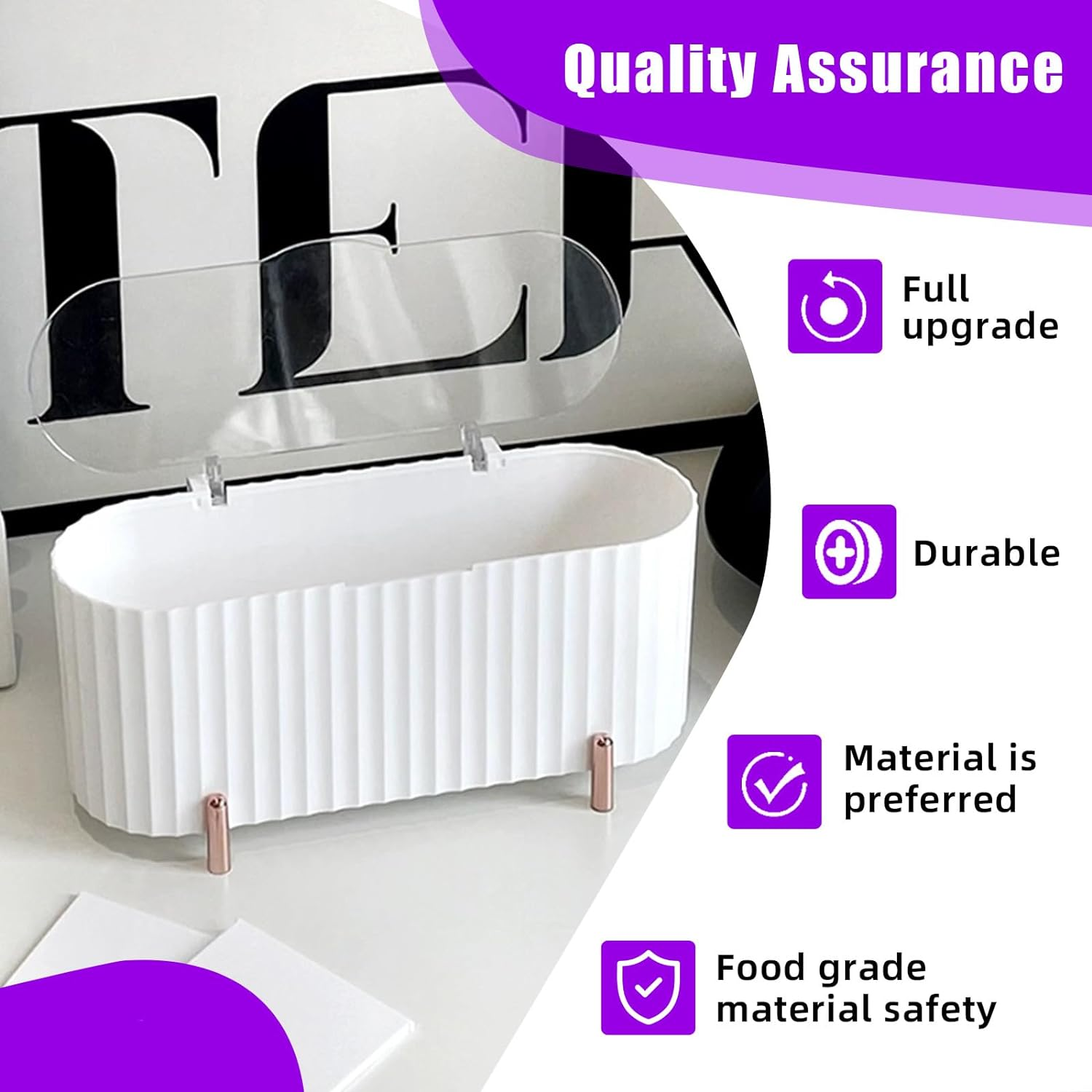 Swpeet 1 Pack 3 Grids White Plastic Separate Cotton Swabs Dispenser with Detachable Partition, Cotton Ball Holder with Clear Lid, Jar for Cotton Pads Bathroom Organizer Canisters image number 4