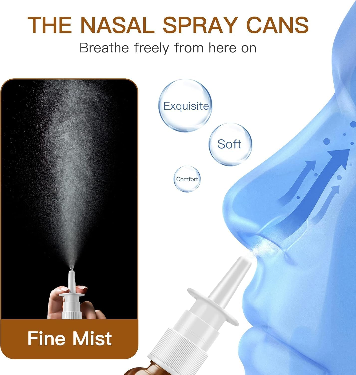 SOVYOULIVE Nasal Spray Bottle, 3 Pcs 30Ml/1Oz Glass Amber Empty Nose Spray Bottle, Small Refillable Nasal Sprayer with Funnels and Labels image number 3