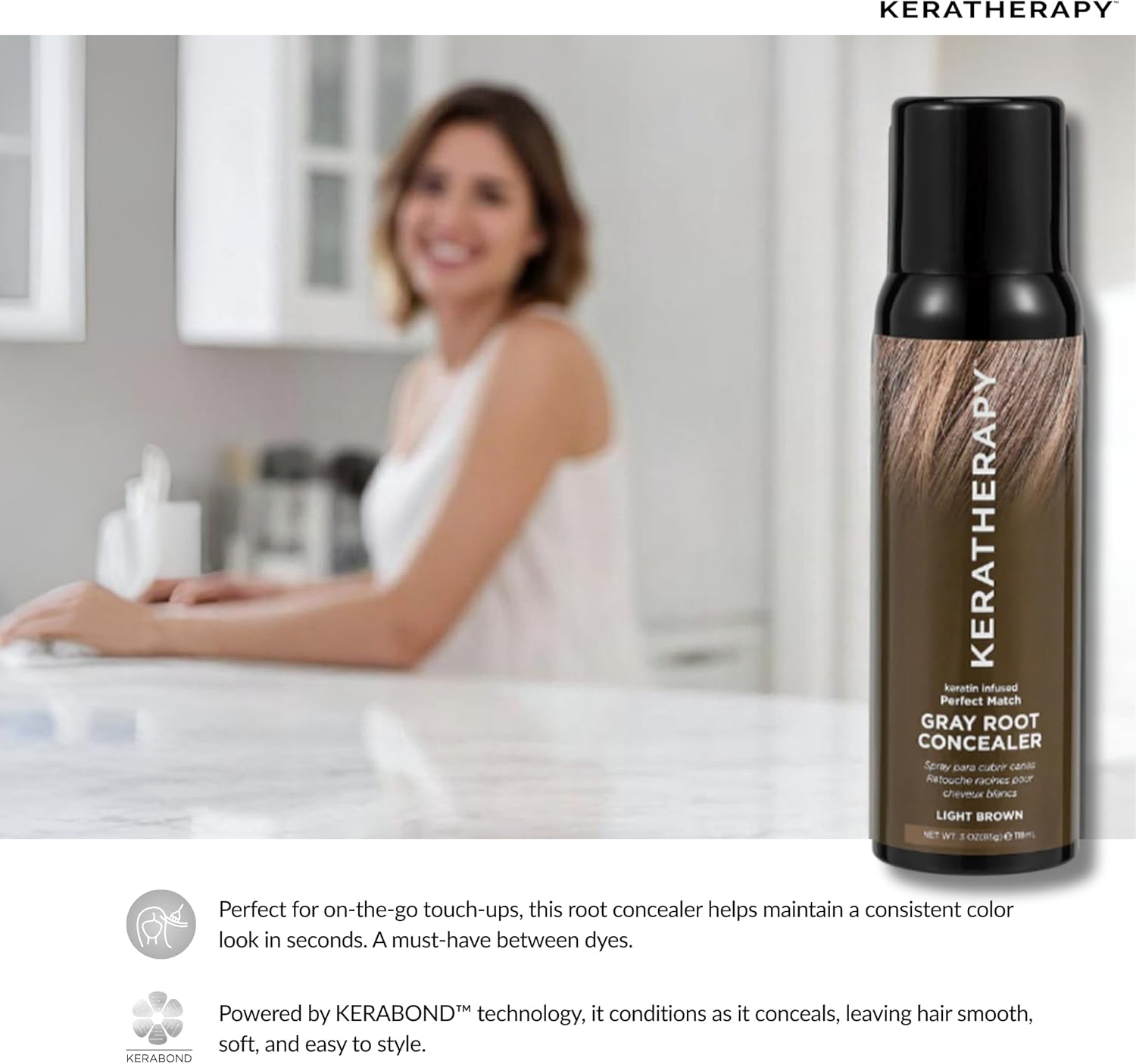 Keratherapy Gray Root Concealer 118 Ml, Light Brown, 118 Ml