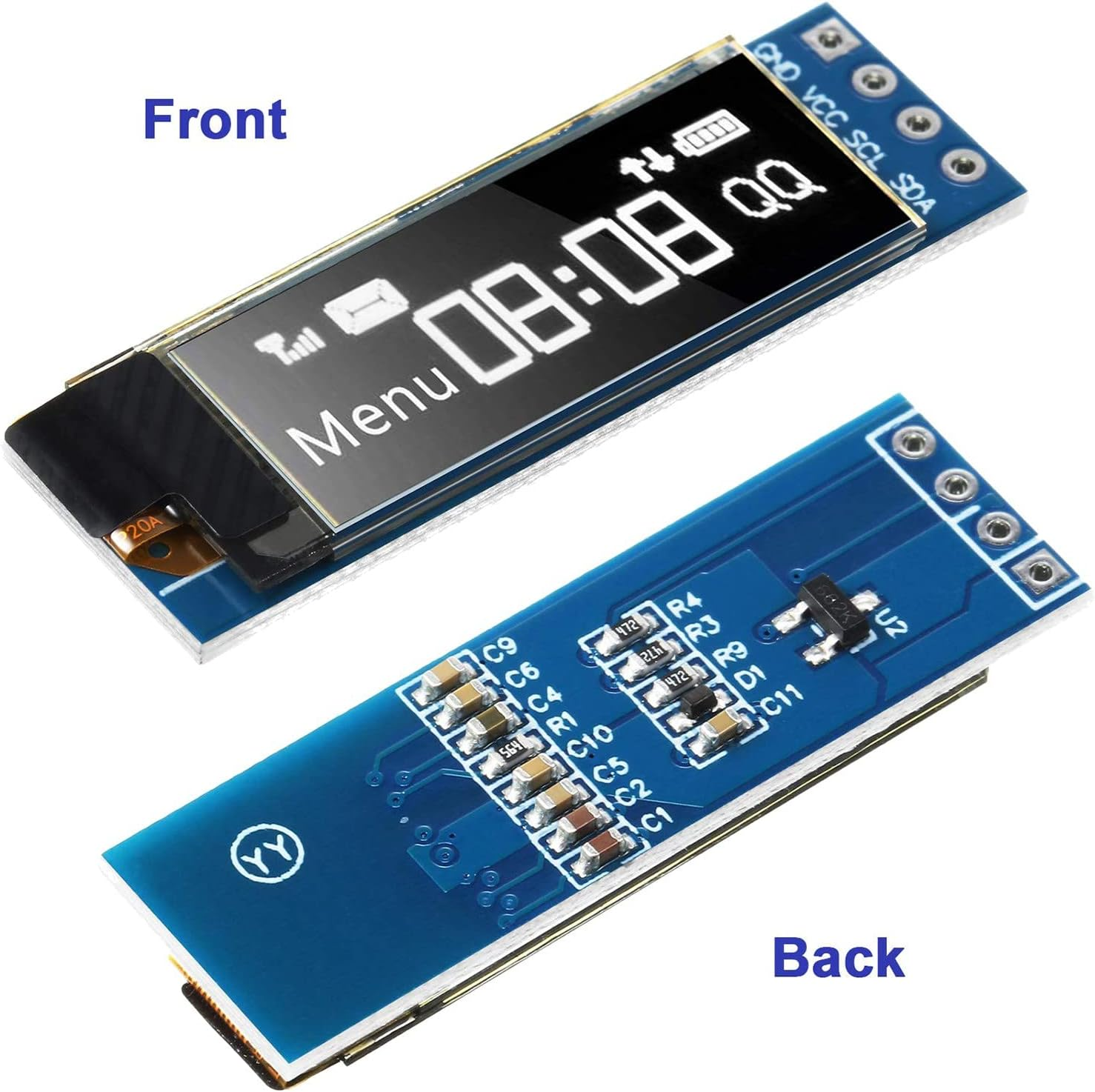 5 Pieces I2C Display Module 0.91 Inch I2C OLED Display Module I2C OLED Screen DC 3.3V-5V(White Light) image number 5