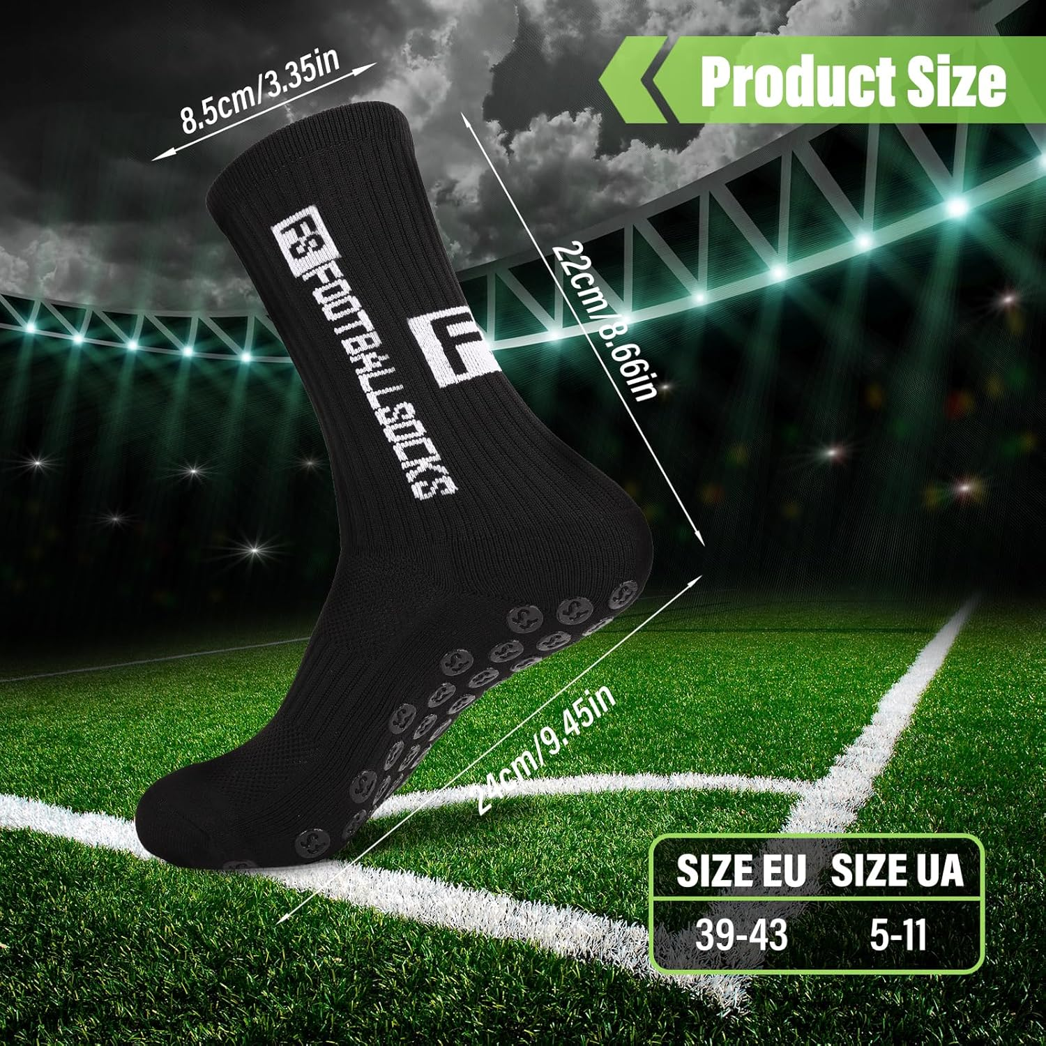 Fiohiros Grip Socks Soccer & Football 3-Pack High-Elastic Anti-Slip Sports Socks with Mesh Ventilation, Grip Socks Men Silicone Suction Pads