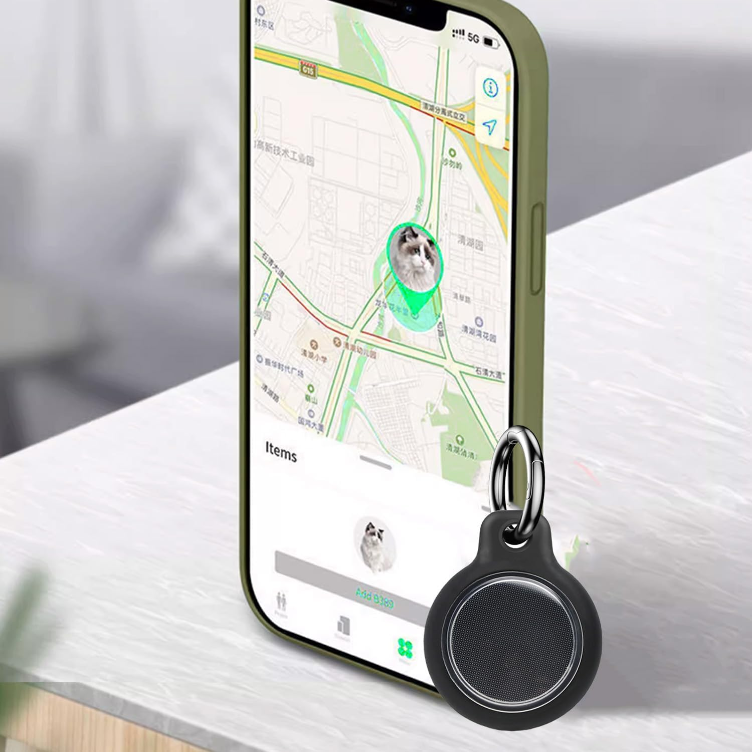 Kaoruo Anti-Scratch and Shock Case for Dog,Car Key, IPX8 Waterproof for Airtag Holder, Luggage Compatible with Apple Air Tags Keychain with Lock(Black) image number 1