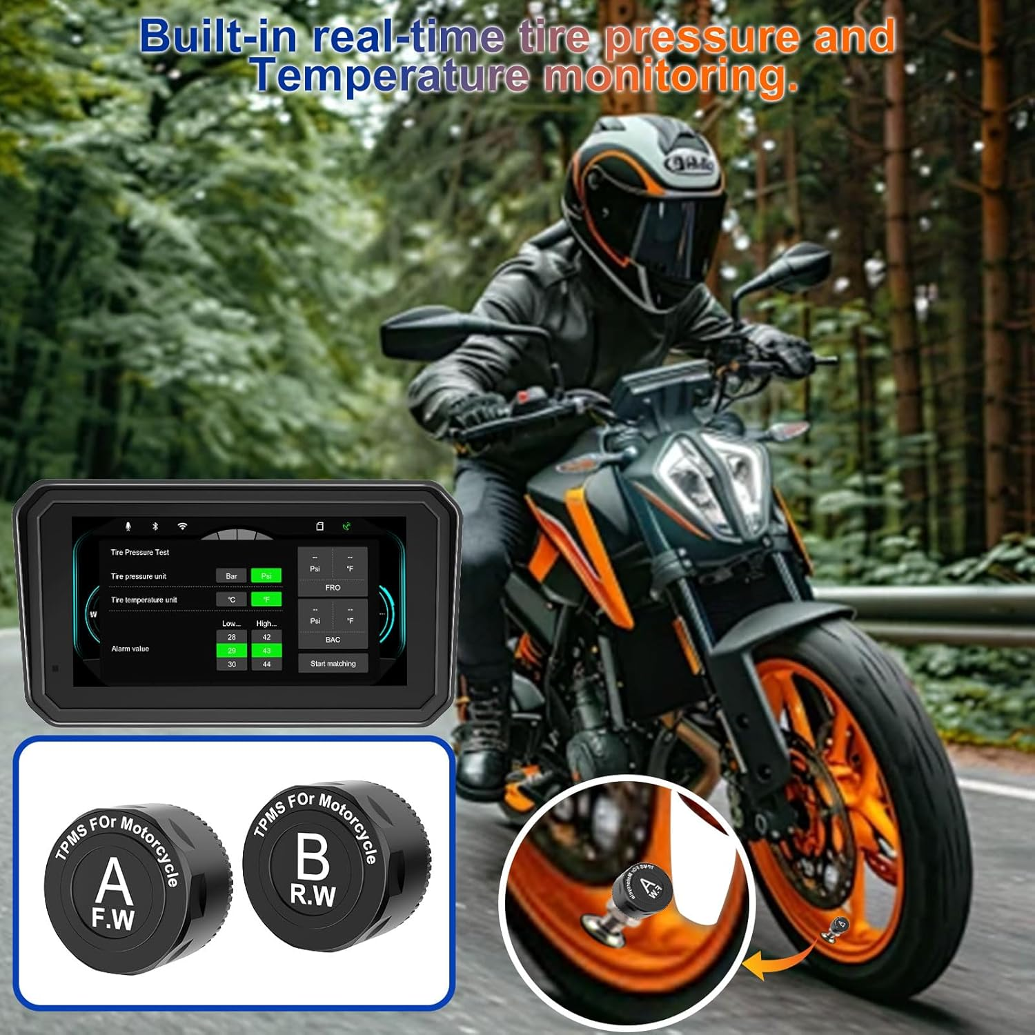 LBW 6" Pro Portable Motorcycle Dash Cam,Quick-Release Magnetic Bracket,Wireless Motorcycle Carplay & Android Auto, Motorcybike TPMS GPS Navigation, MT600 IP67 Waterproof Touchscreen, 128G SD Card